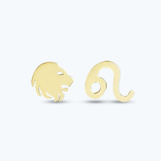 Leo Zodiac Sign Gold Earrings