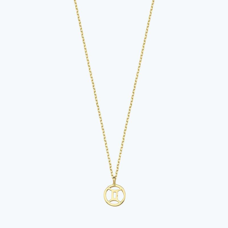 Zodiac Sign Gemini Gold Necklace 