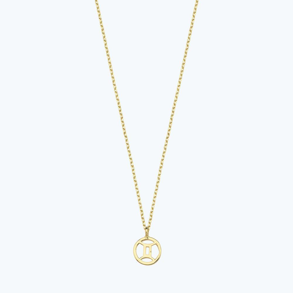 Zodiac Sign Gemini Gold Necklace 
