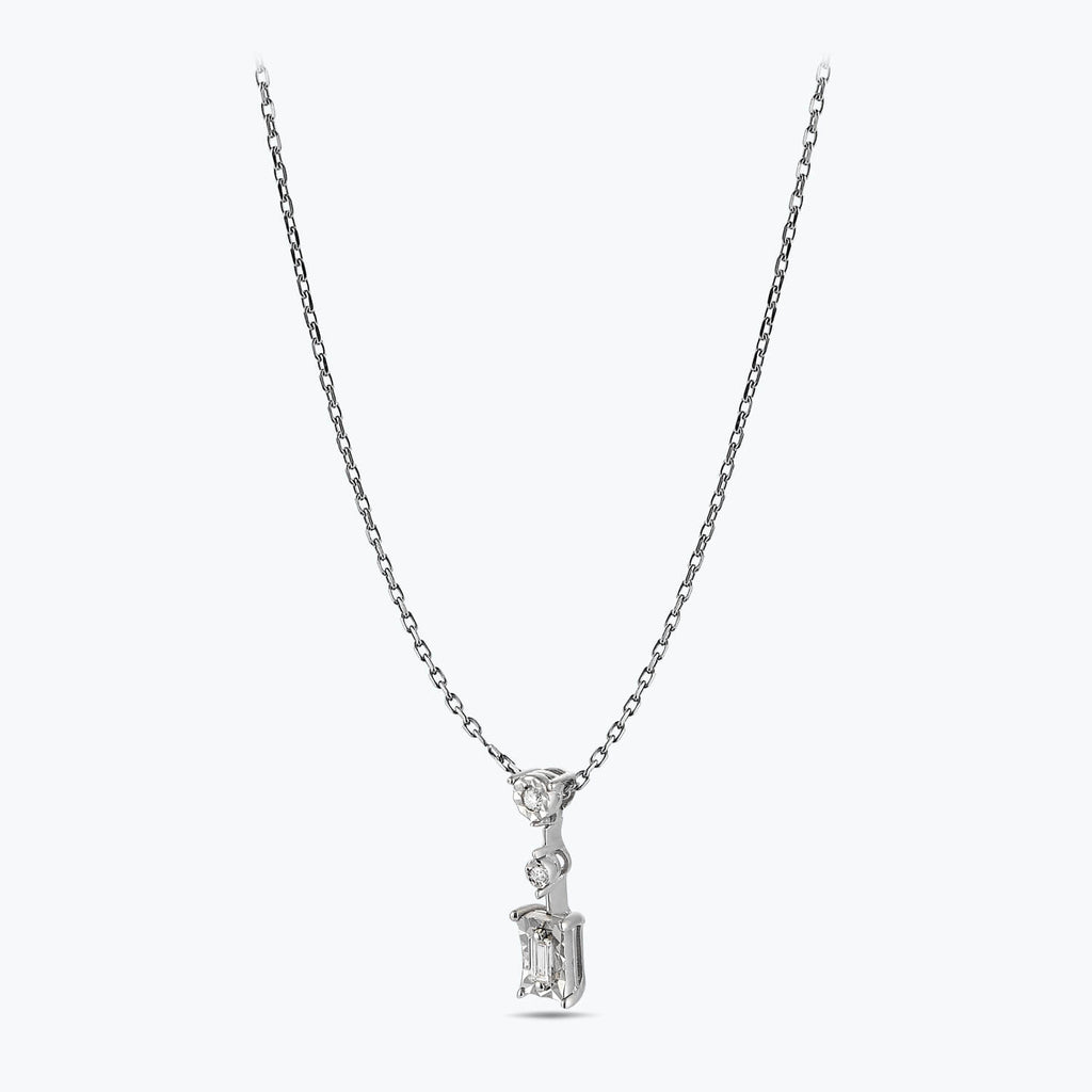 Collier Diamant Solitaire Baguette