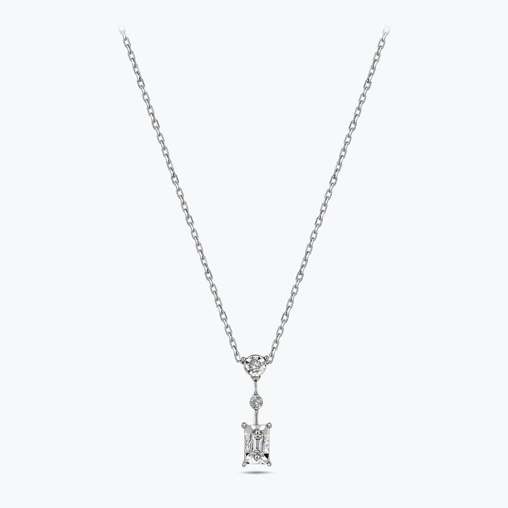 Collier Diamant Solitaire Baguette