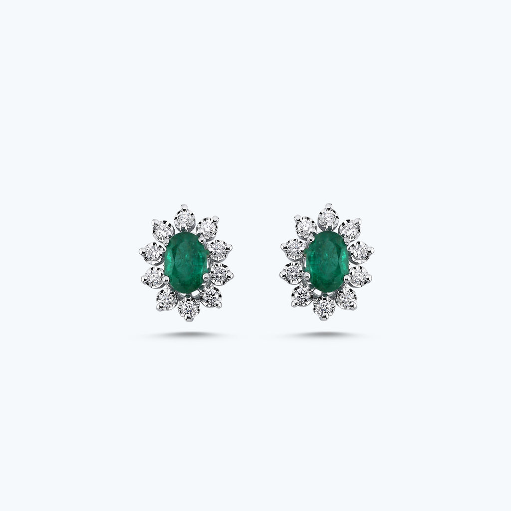 Boucles d'Oreilles Diamant Émeraude