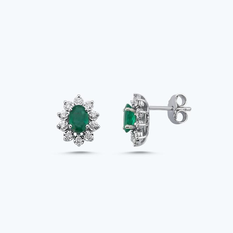Boucles d'Oreilles Diamant Émeraude