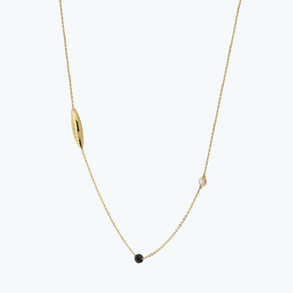 Blatt Diamantkette mit Spinell Stein