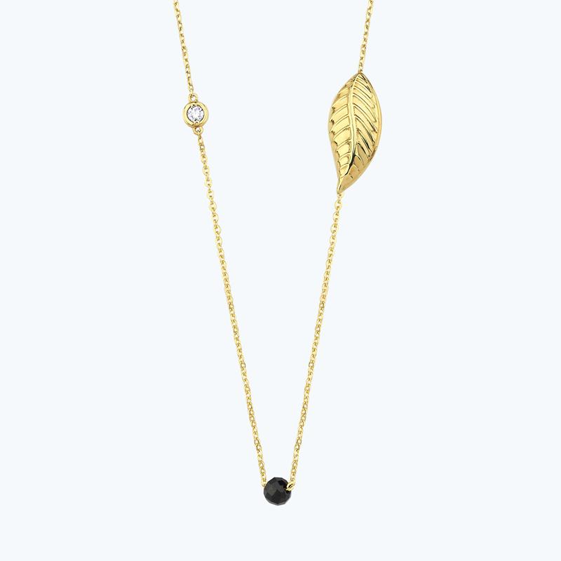 Blatt Diamantkette mit Spinell Stein