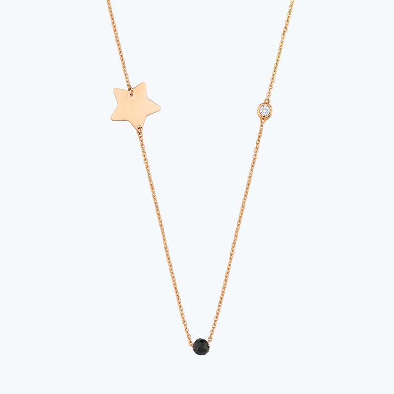 Stern Diamantkette mit Spinell Stein