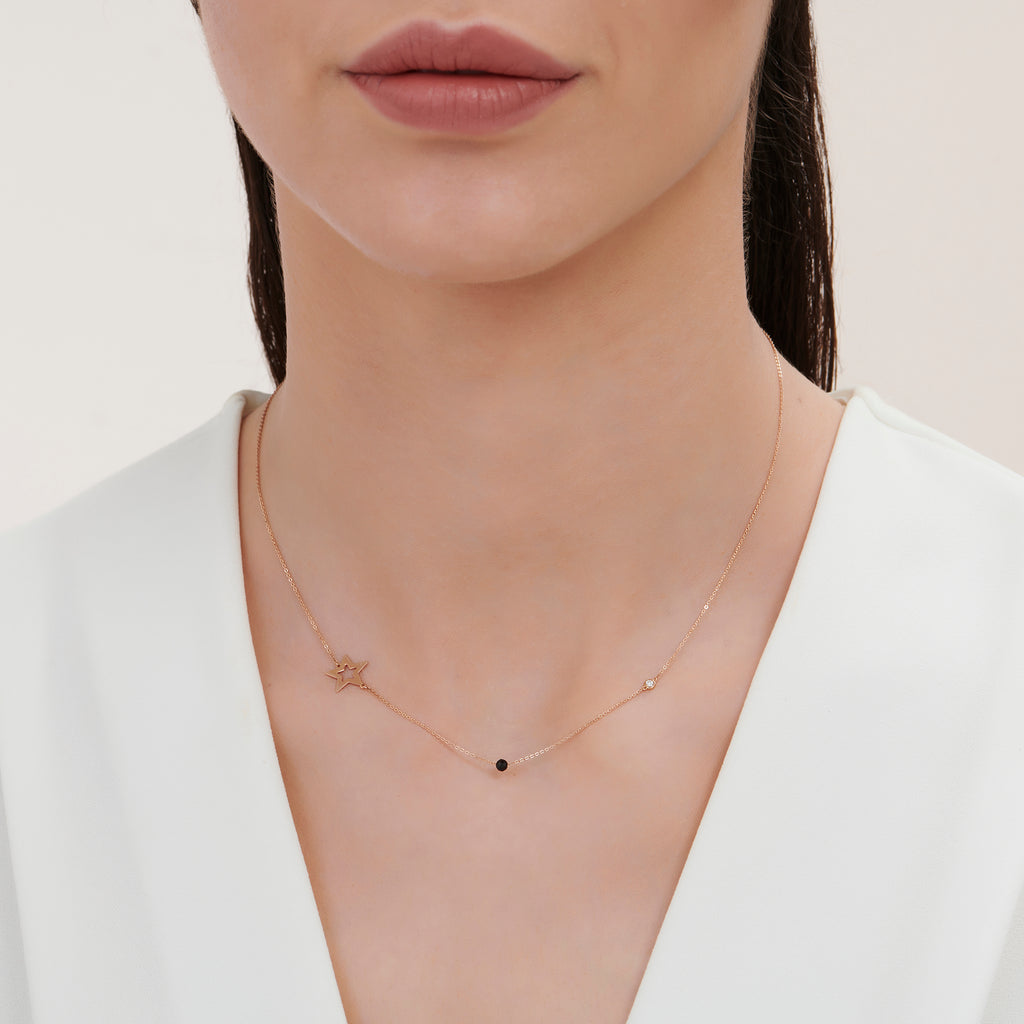 Stern Diamantkette mit Spinell Stein