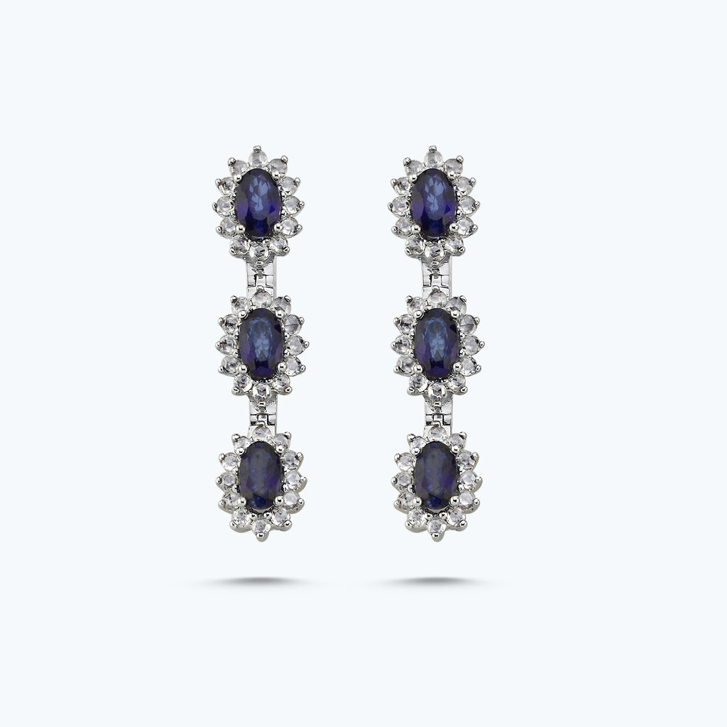 Boucles d'Oreilles Diamant Saphir
