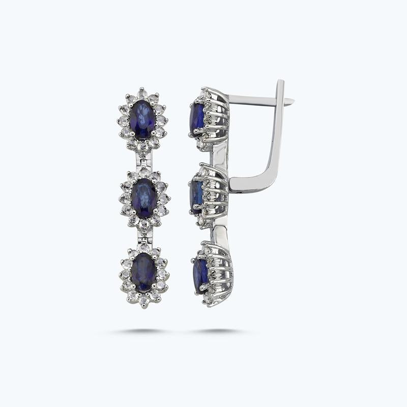 Boucles d'Oreilles Diamant Saphir
