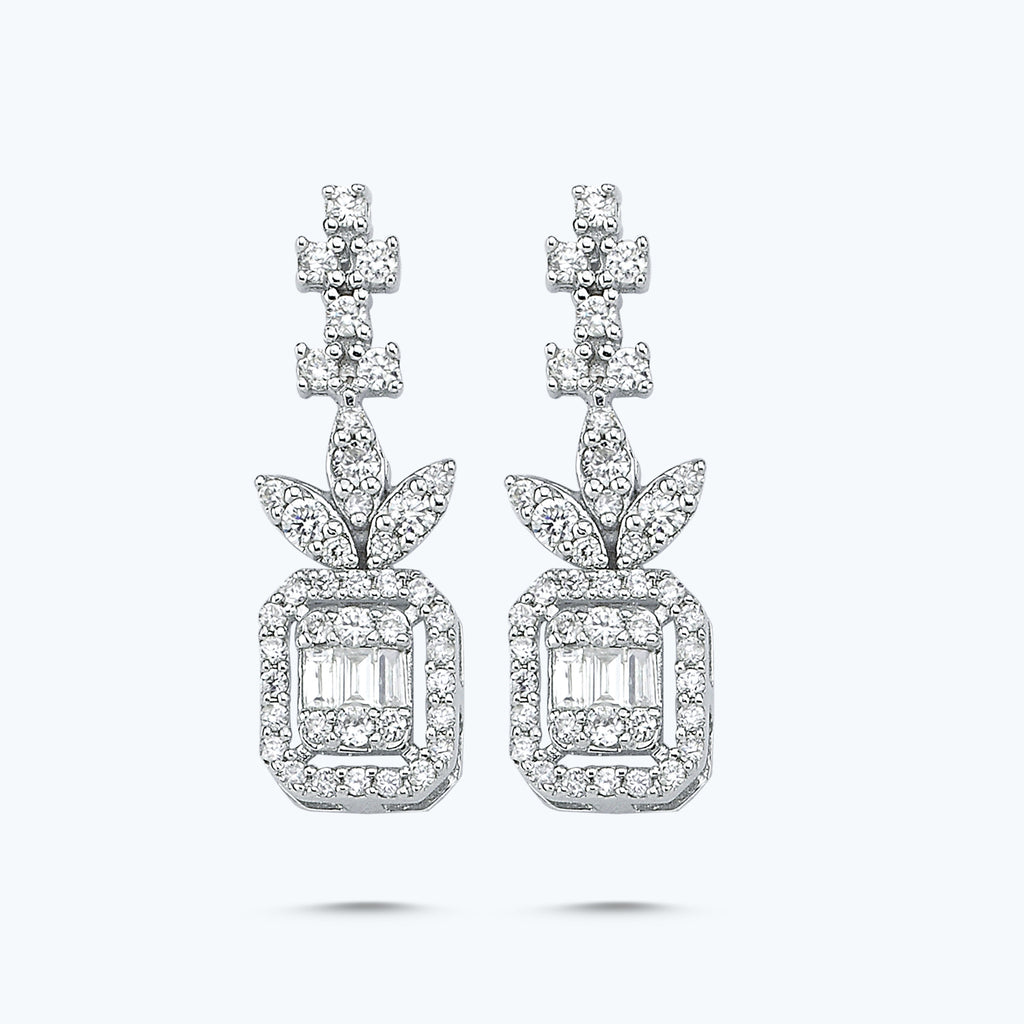 Boucles d'Oreilles Diamant Baguette