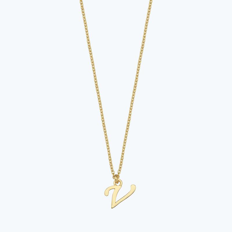 Letter V Gold Necklace