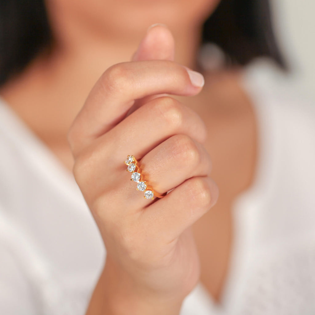 Bague Or Cinq Pierre