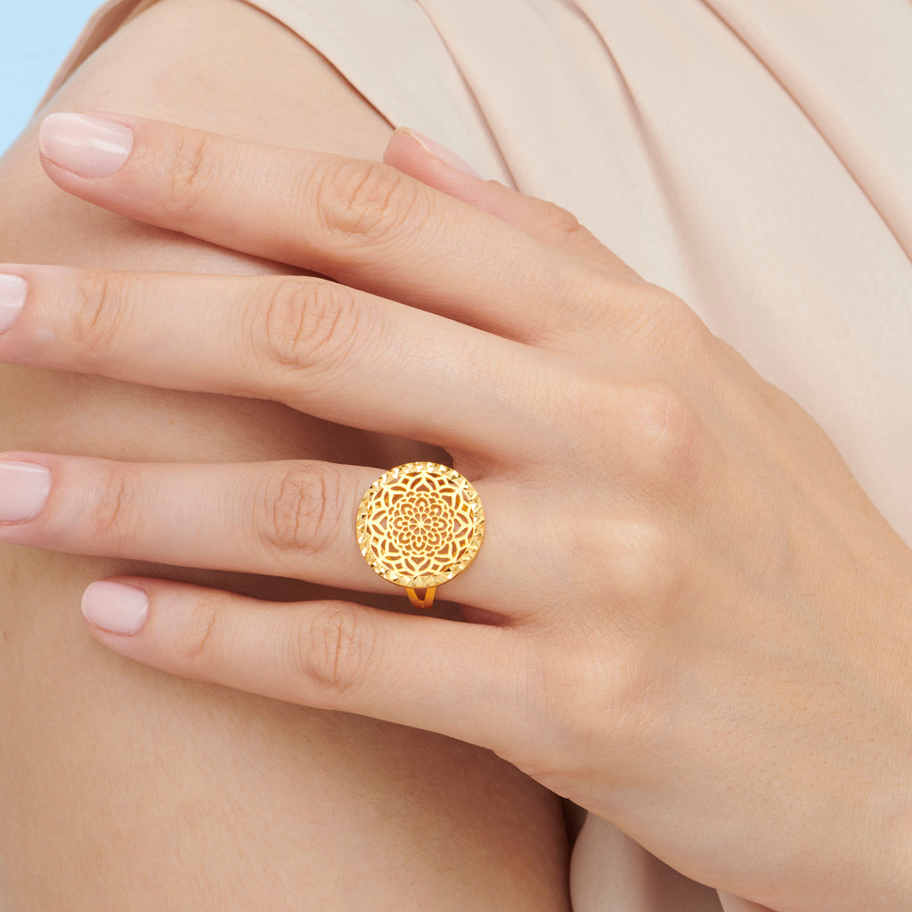 22K Mandala Gold Ring