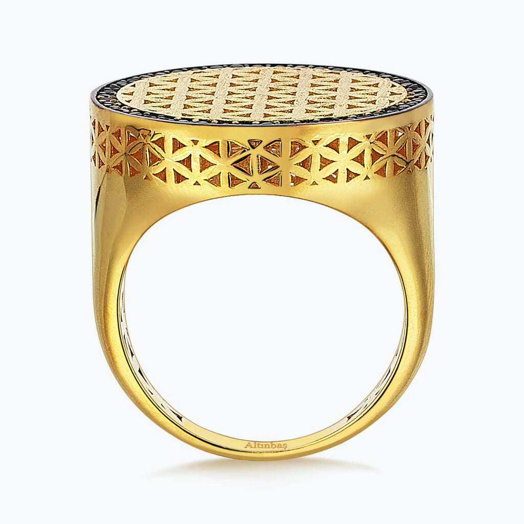 22K Flower of Life Gold Ring