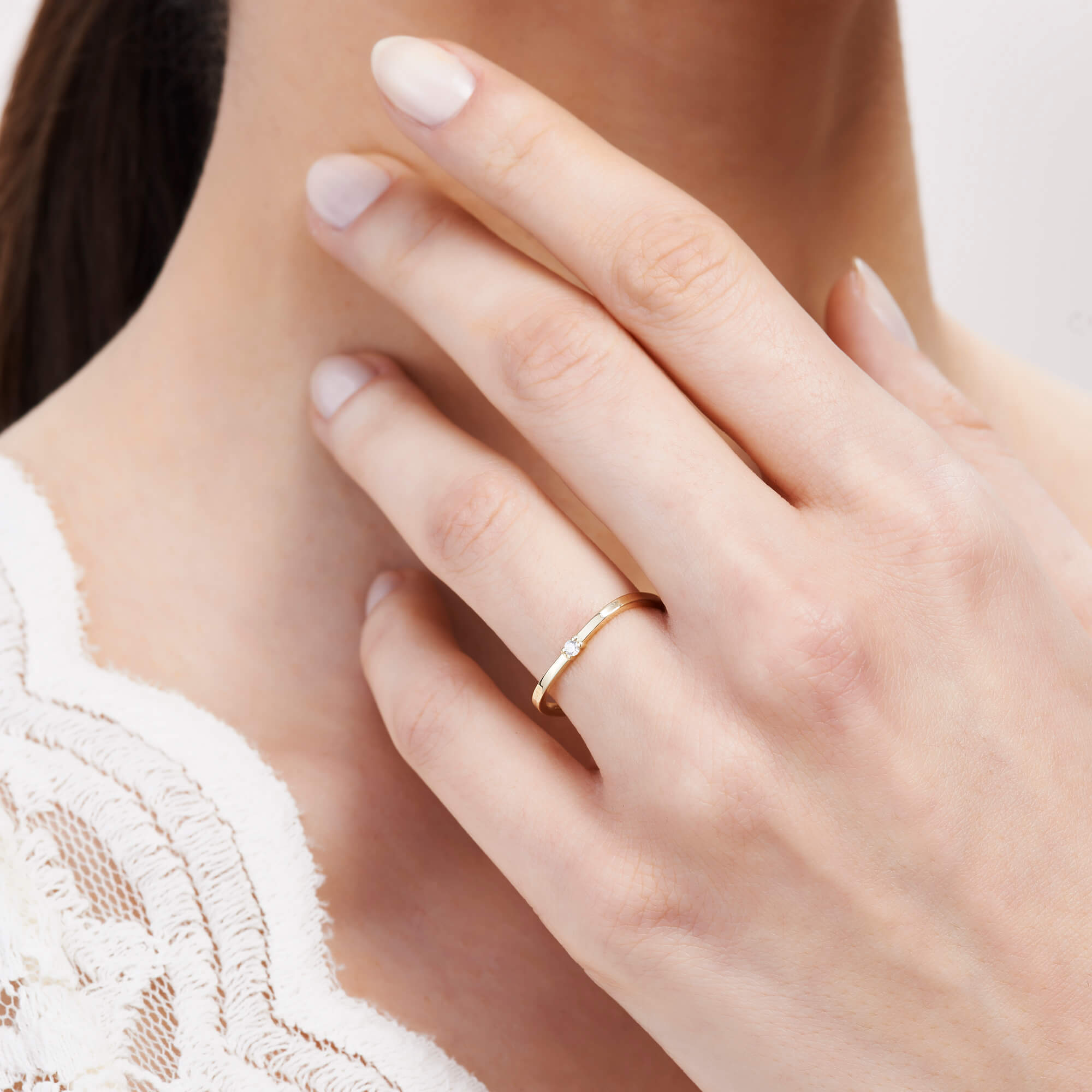 Women's Square Gold Wedding Band AL0284-W Altınbaş