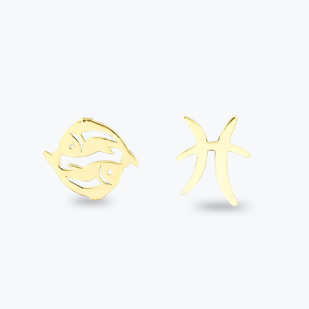Zodiac Sign Pisces Gold Earrings