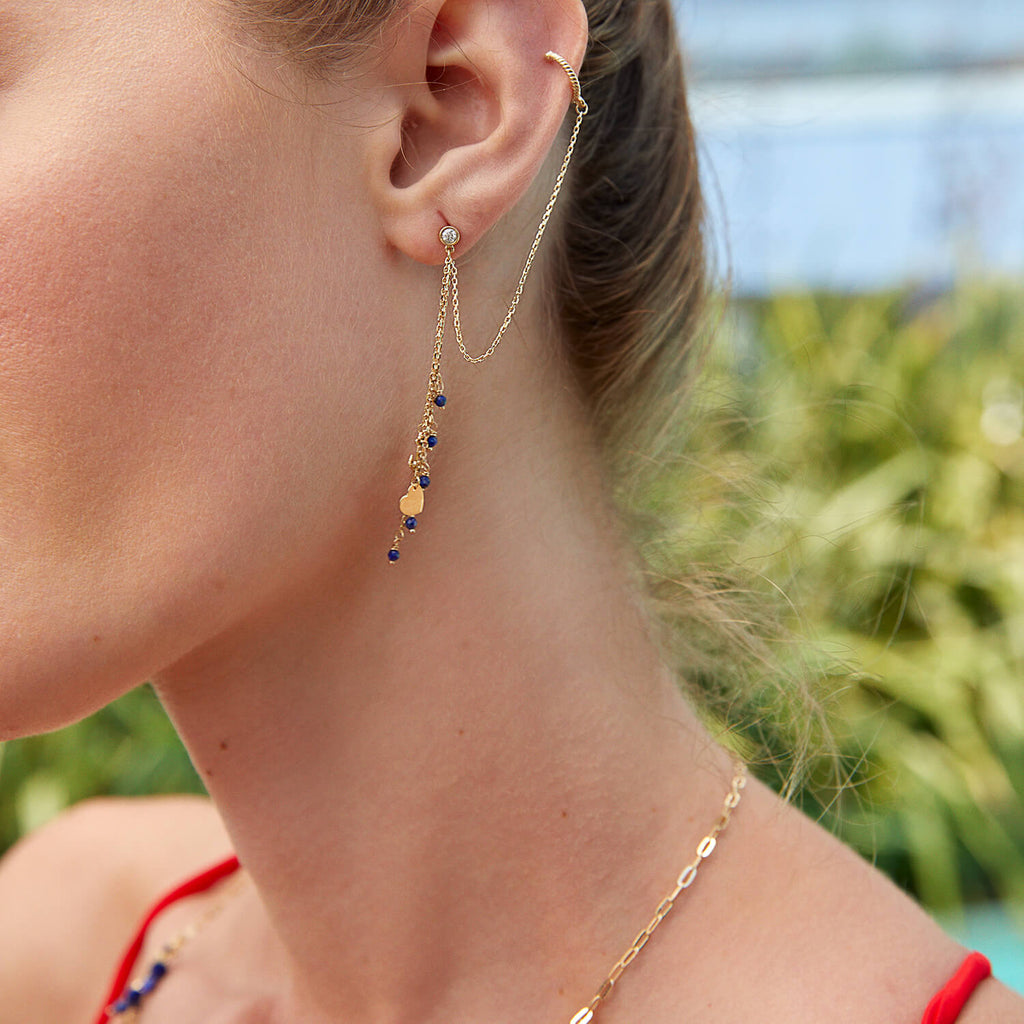 Marin Lapis Stone Gold Earrings