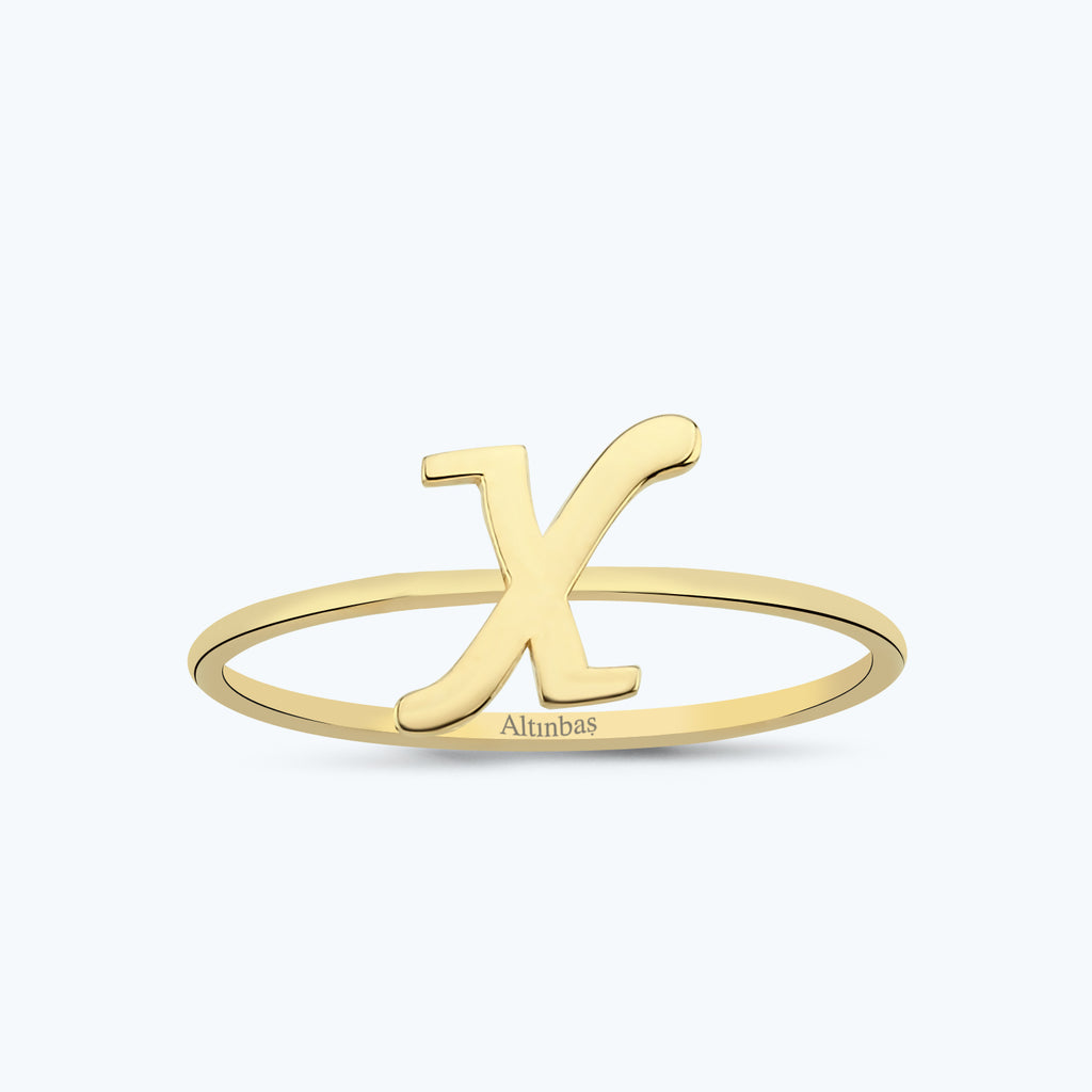 Letter X Gold Ring