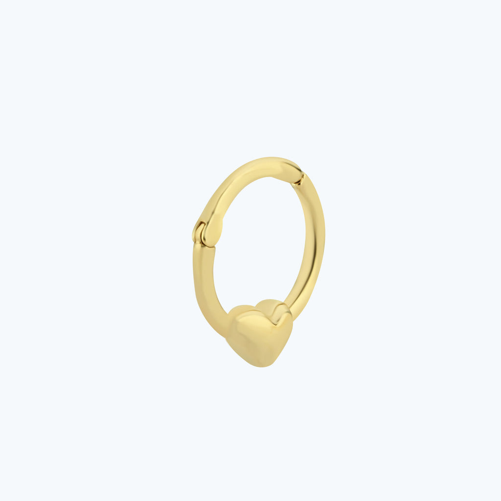 Heart Gold Hoop Clicker Piercing