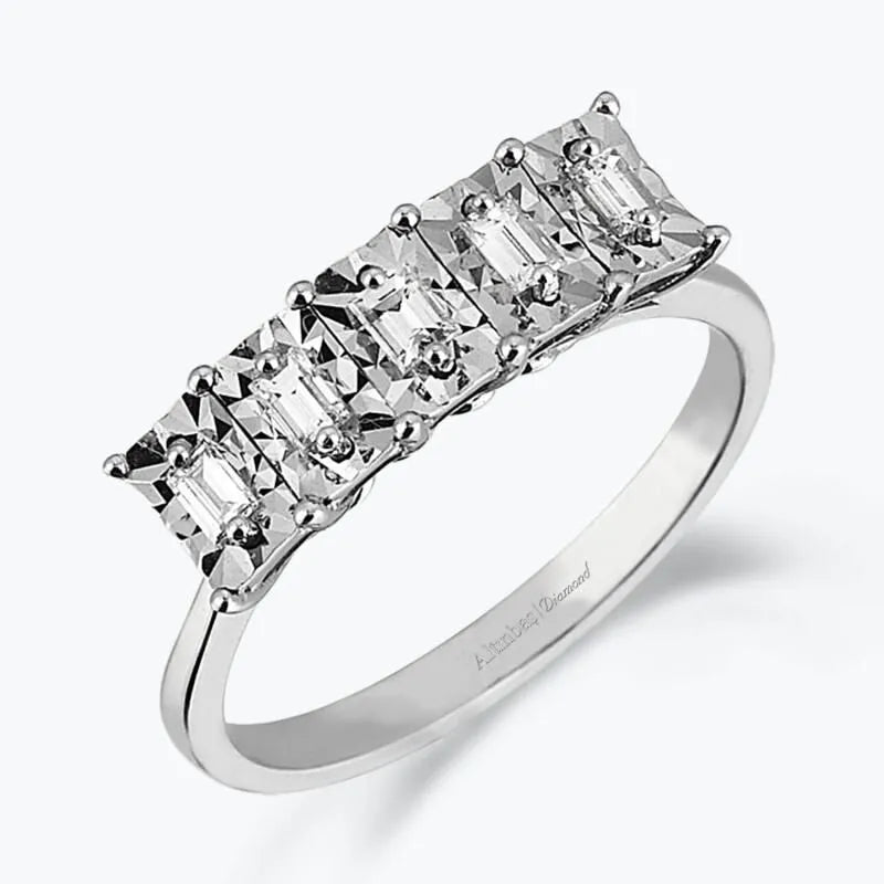 Fünf Steine Baguette Diamantring