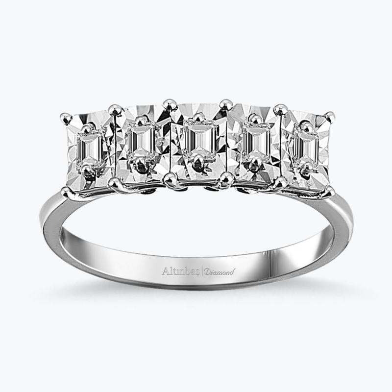 Fünf Steine Baguette Diamantring