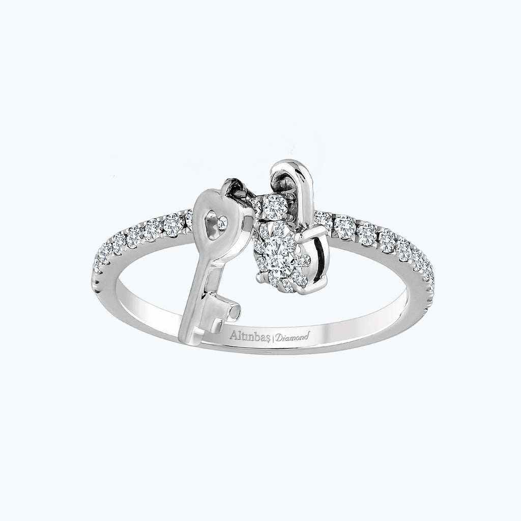Heart Key Diamond Ring