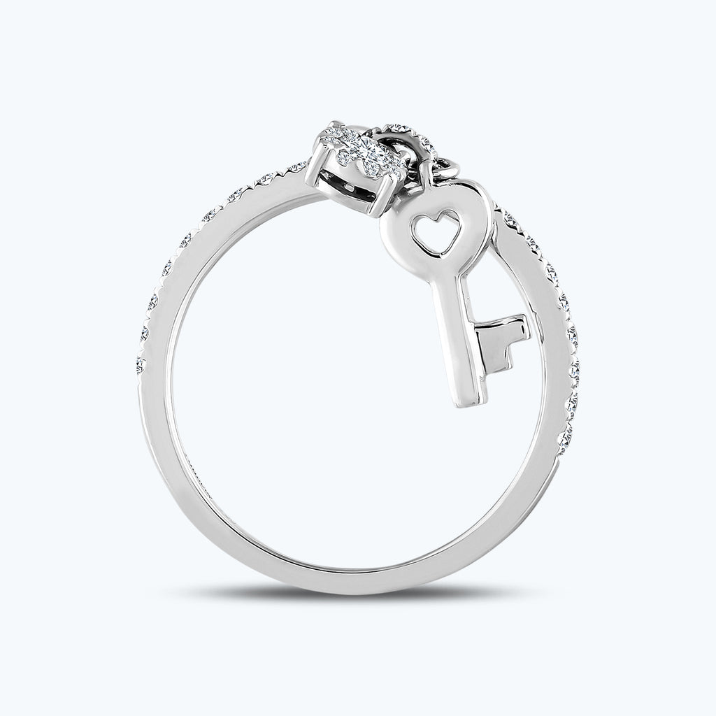 Heart Key Diamond Ring