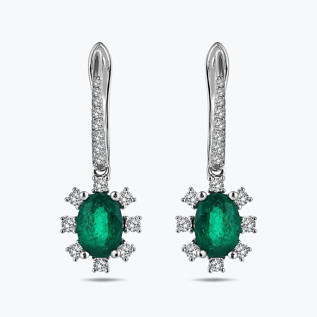 Boucles d'Oreilles Diamant Émeraude
