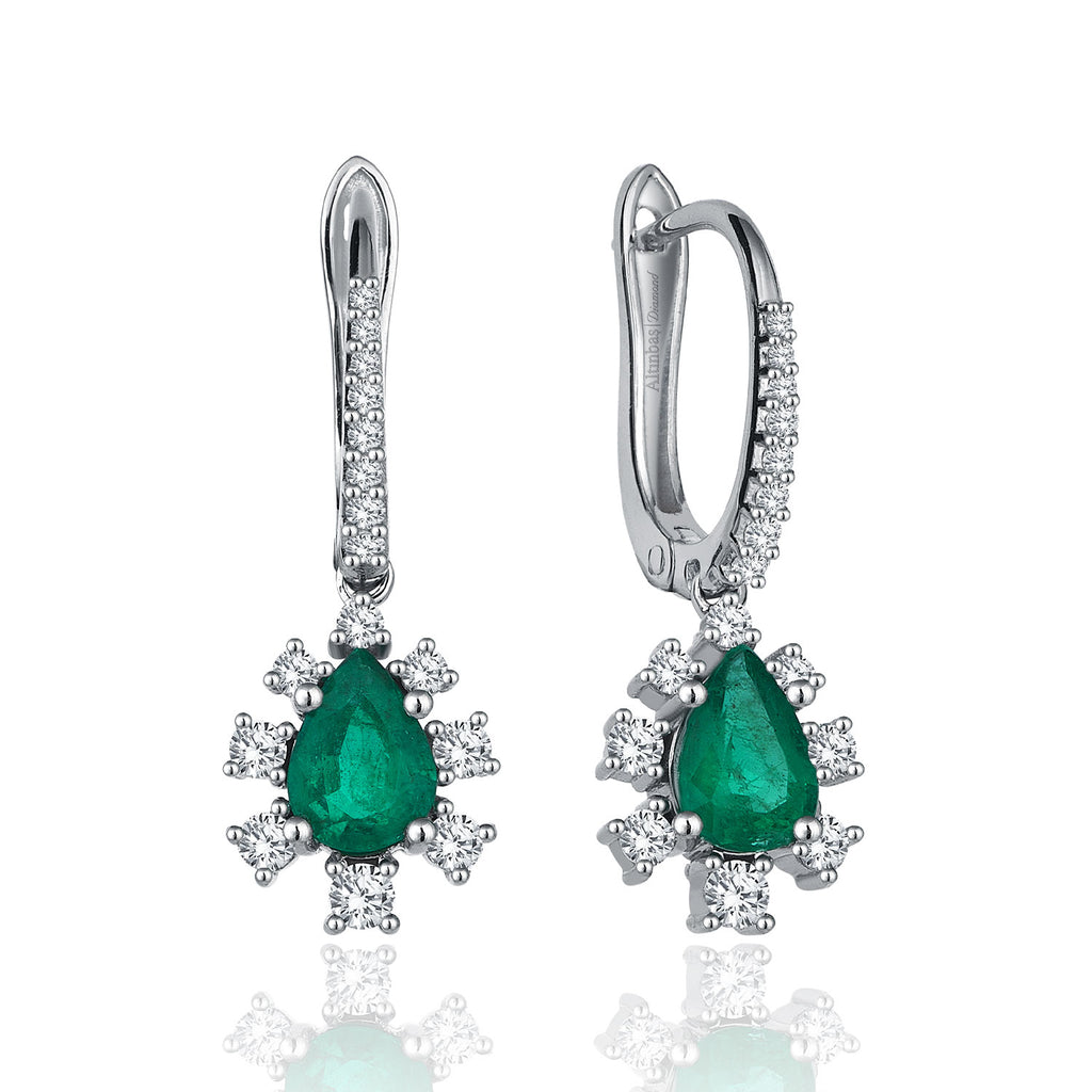 Boucles d'Oreilles Diamant Émeraude